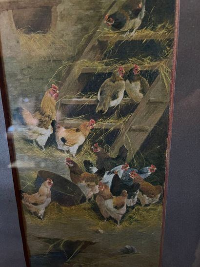 null B. de RIGAUD (19th century)
"In the henhouse".
Oil on panel. 26 x 17 cm
A reproduction...