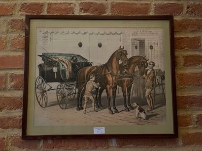 null After Albert ALDAM (1833- ?)
Two lithographs in colors " Horses and carriage...