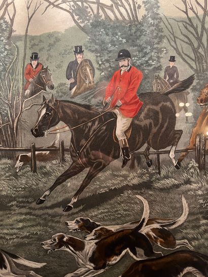 null After Frank WATKINS - Two English engravings in colors 
"The Old Berkeley Hunt".
49,5...