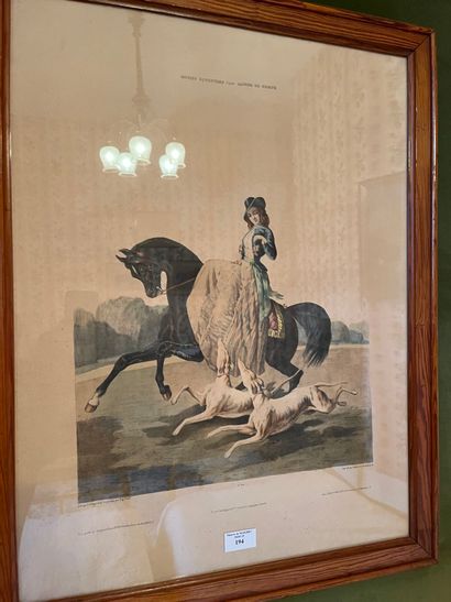 null D’après Alfred de DREUX (1810-1860)
« Motifs Equestre. Amazone et lévriers »
Lithographie...