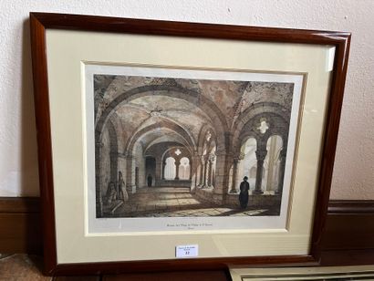 null Lithograph in colors framed " Gallery of the 1st floor of the Church of St Germer...