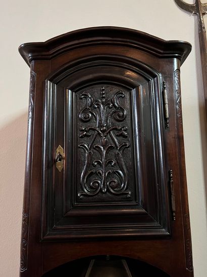 null Piece of furniture in stained and carved wood, with its fountain and pewter...