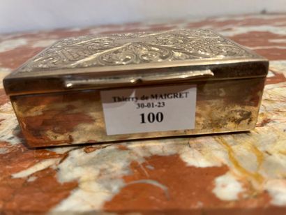 Rectangular box with chased decoration. Wooden...