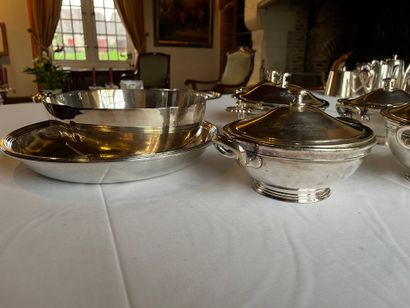 null Lot including six covered vegetable dishes, a hollow round dish marked Grand...