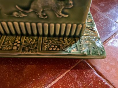 null EIGEN Paris - Earthenware cheese tray decorated with cats and mice, the grip...