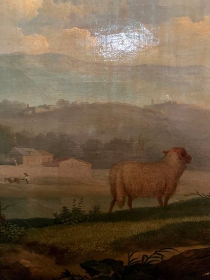 null Ecole française du 18ème siècle
« Moutons dans un paysage »
Huile sur toile
50...