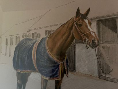 null Thierry de MENIBUS (20th 21st century)
"Nahema in front of the stable
Pastel,...