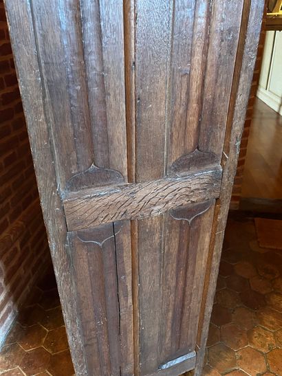 null Small cabinet in oak carved with "folds of napkin". Opens with four doors. High...