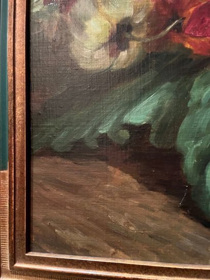 null Ecole française du 19ème siècle
« Bouquet de fleurs » 
Deux huiles sur toile...