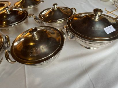 null Lot including six covered vegetable dishes, a hollow round dish marked Grand...