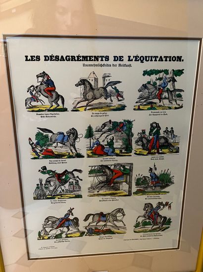 null Les désagréments de l'équitation 
Imagerie d'Epinal 
Reproduction en couleurs...