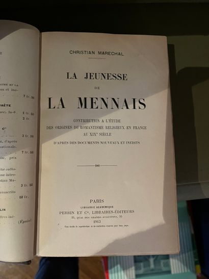 null Lot of volumes : Christian Marechal "La jeunesse de La Mennais", "Histoire de...