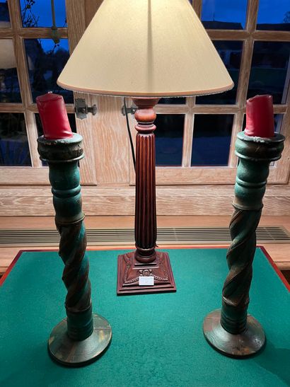Wooden lamp stand, fluted. 20th century....