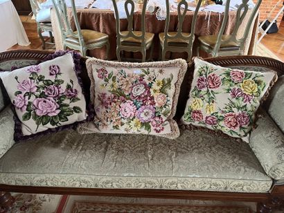Lot of three cushions, tapestry in the small...