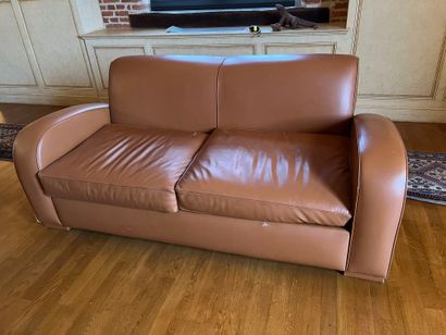 Gold leather sofa (convertible)
H 86 - W...