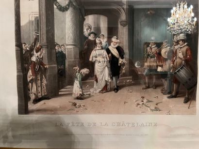 null Batch of frames: After Adrien MOREAU (1843-1906)
"The feast of the Chatelaine".
Engraving...