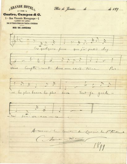 Camille SAINT-SAËNS (1835-1921), compositeur. 2 L. A. S., Rio de Janeiro, 1899, au...