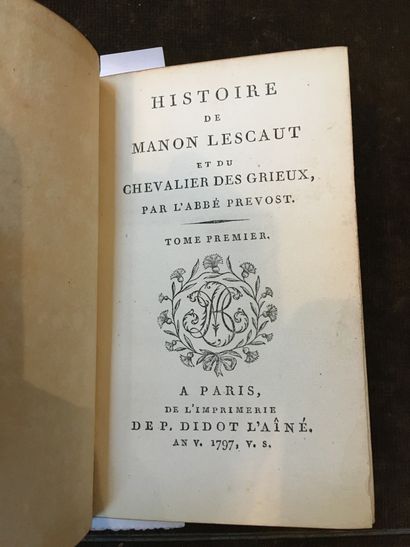 PRÉVOST (Abbé Antoine François). Histoire de Manon Lescaut et du Chevalier des Grieux....