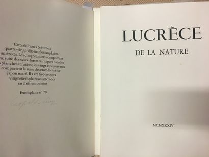 LUCRÈCE. De la nature. Traduction par Alfred Ernout. Paris, Galerie « Le Nouvel Essor...