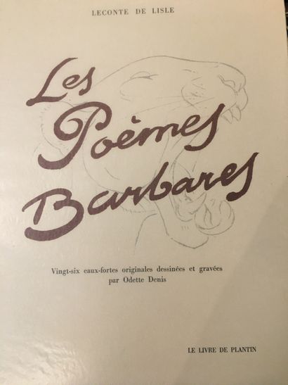 LE CONTE de LISLE. Les Poèmes barbares. S. l. [Paris], Le Livre de Plantin, n. d....