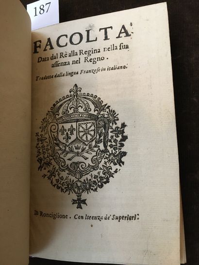 null [LOUIS XIV]. Facolta' data dal Rè alla Regina nella sua affenza nel Regno. In...