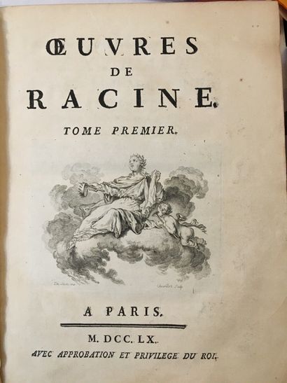 RACINE (Jean). OEuvres. A Paris, 1760. 3 volumes in-4°, speckled calf, spine ribbed...