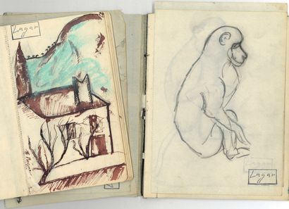 Celso LAGAR (1891-1966), peintre espagnol. 7 carnets avec dessins et quelques notes...