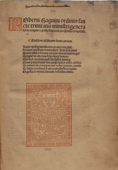 null [INCUNABLE - GAGUIN (Robert)]. Roberti Gaguini ordinis san//cte trinitatis ministri...