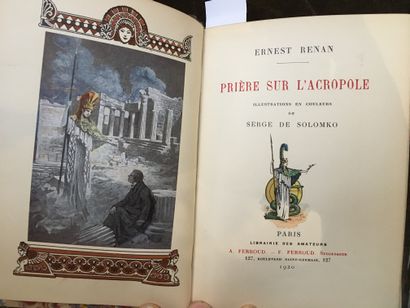 RENAN (Ernest). Prière sur l'Acropole. Paris, A. et F. Ferroud, 1920. In-12, carré,...