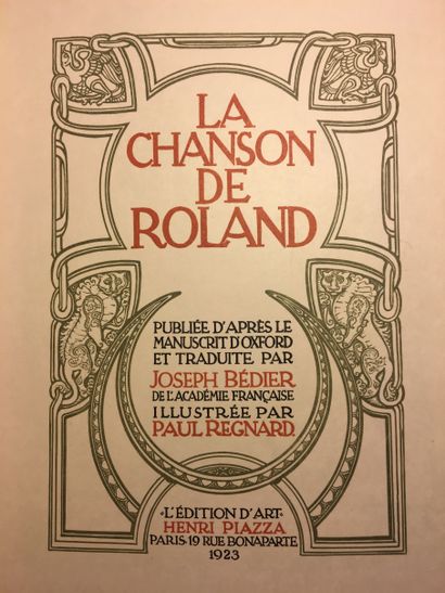 null [CHANSON de ROLAND]. La Chanson de Roland. Paris, L'Édition d'Art - Henri Piazza,...