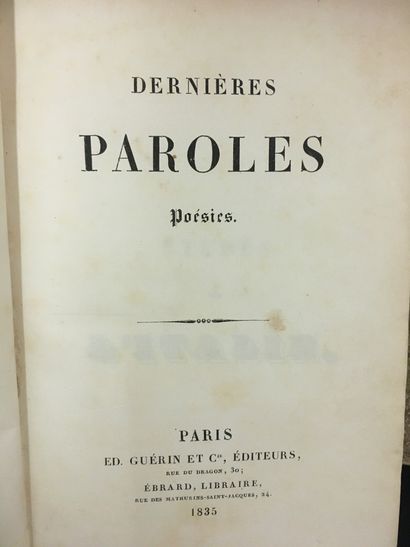 DESCHAMPS (Émile). • Dernières paroles. Poésies. Paris, Ed. Guérin et Cie, Éditeurs,...