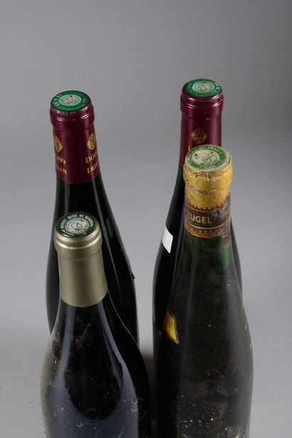 null 4 bouteilles PINOT NOIR d'ALSACE, (1 Hugel 1983, ea, TLB, 1 Bourlenberg V.V....