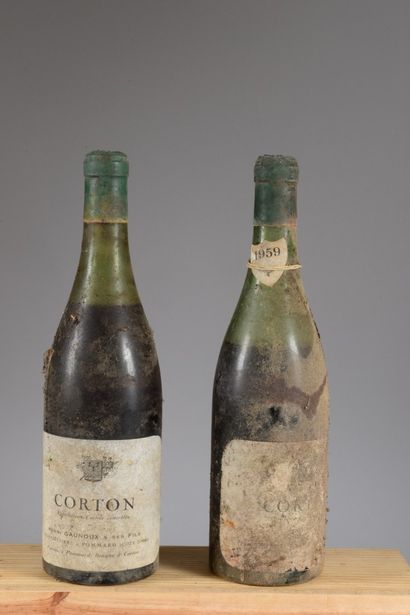 2 bouteilles CORTON Henri Gaunoux 1959 (es,...