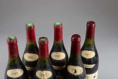 null 6 bouteilles RICHEBOURG, Henri Jayer 1987 (elt, 3 ela, 1 macaron abîmé mais...