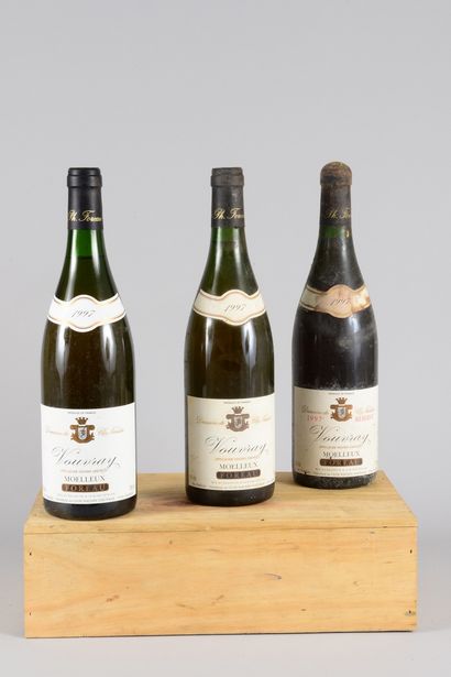 null 3 bouteilles VOUVRAY "moëlleux", Foreau 1997 (Clos Naudin; els, 2 et, 1 bouchon...