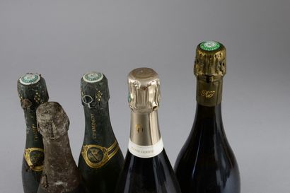 null 2 bouteilles CHAMPAGNE et trois demies (1 Pierre Gerbais "L'Audace", 1de Jeanne...
