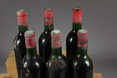 null 6 bouteilles BANDOL Pradeaux (3 de 1969 elt , es, 1 J, 1 MB, 1 B; 3 de 1966,...