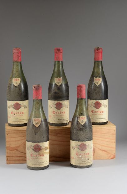 5 bouteilles CORTON Rapet 1962 (es, 3 B,...