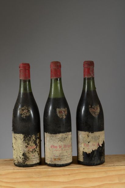null 3 bouteilles CLOS VOUGEOT, Jean Confuron 1959 (eta, peu lisibles, 2 TLB, 1 ...