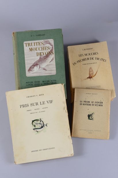 null On the theme of fishing. - Léonce de BOISSET, Les mouches du pêcheur, Librairie...
