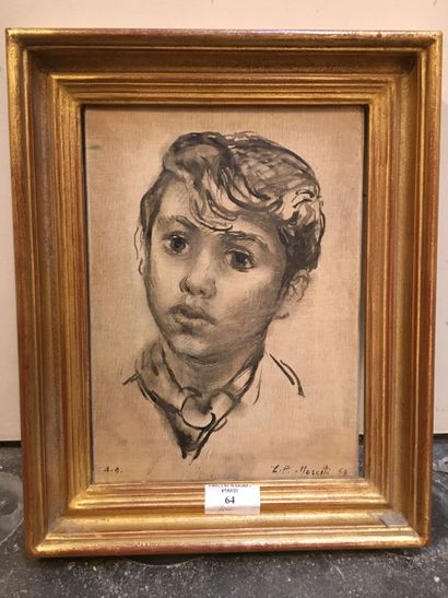 Portrait de jeune garçon 
Huile sur toile...