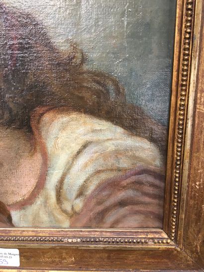 null Portrait de femme probablement une sainte, huile sur toile 
22 x 24 cm 
Restaurations...