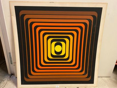 null D'aprés VASARELY
Composition jaune et orange sur fond noir
66 x 66 cm
(Traces,...