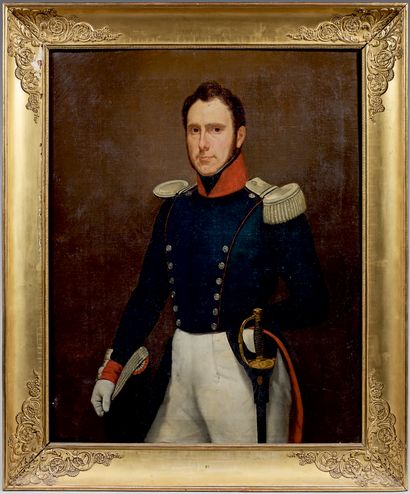 Huile sur toile : Portrait d'un lieutenant-colonel...