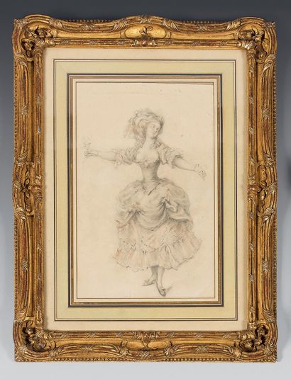 Jean Frédéric SCHALL (Strasbourg, 1752 - Paris, 1825) Une danseuse
Pierre noire,...
