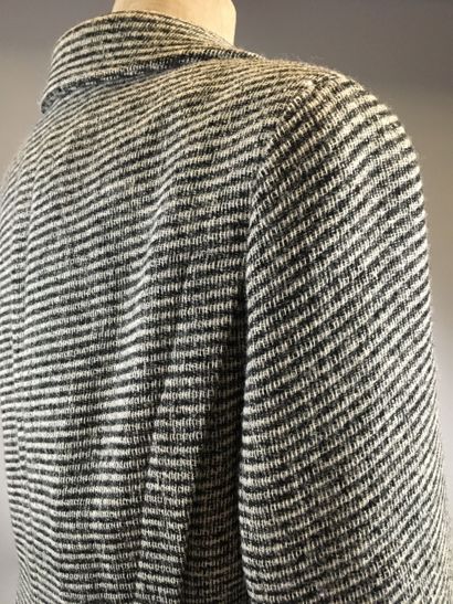 null CHANEL boutique: Fall Winter 1994: Black and white mottled wool skirt suit,...