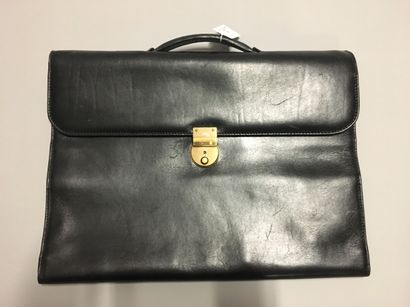LANCEL: Black leather briefcase, handle,...
