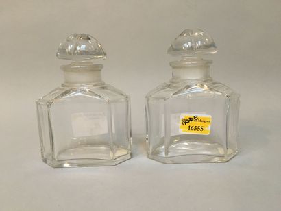 null Guerlain - (1950's)
Two Baccarat colorless pressed crystal bottles "au bouchon...