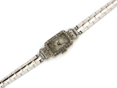 null Ladies' bracelet watch in 850 platinum and 750 thousandths white gold, stained...