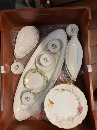 null set of two parts of tableware in various porcelains and porcelain